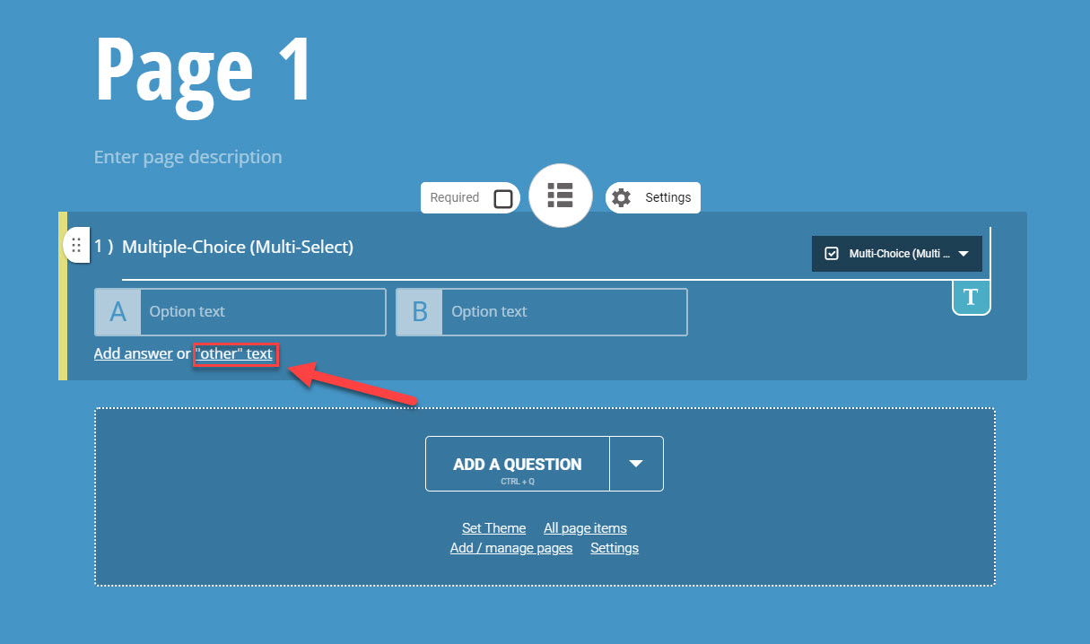 Other Answer Option or Multiple-Choice Multi-Select