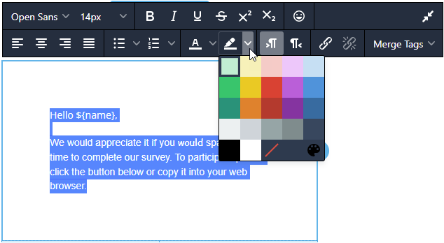 Set Background Colors to Text in Emails